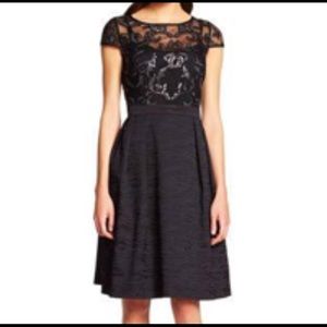 AdriannaPapell black baroque sequin illusion dress